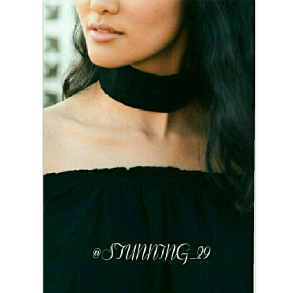 🆕 BLACK WIDE VELVET BAND CHOKER